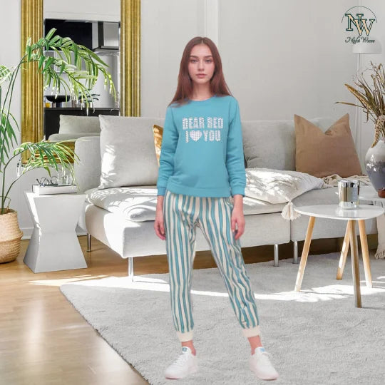 Women Winter Fleece Dear Bed Printed Night Sui