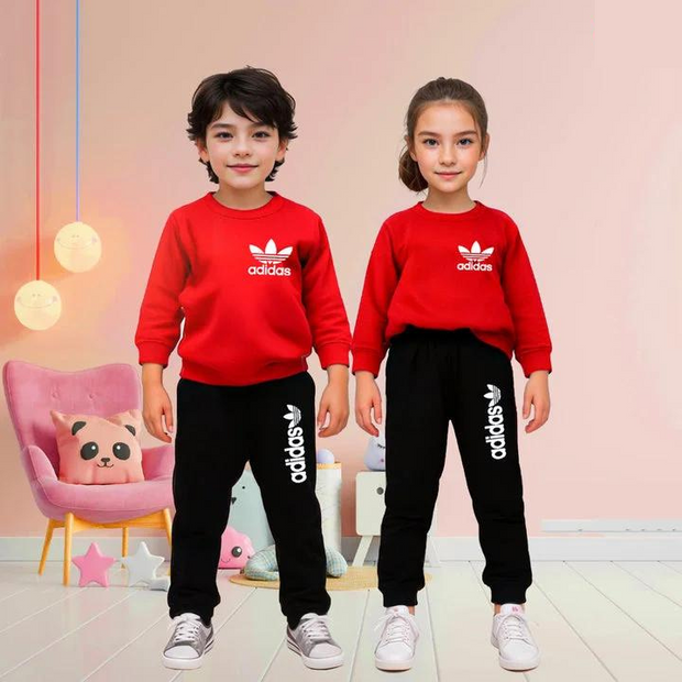 Fabric Red Adidas Printed Kids Winter Suit ( Each )