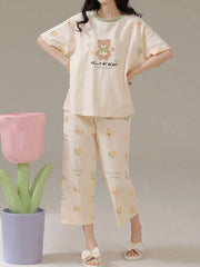 Hello My Bear Printed Night Suit