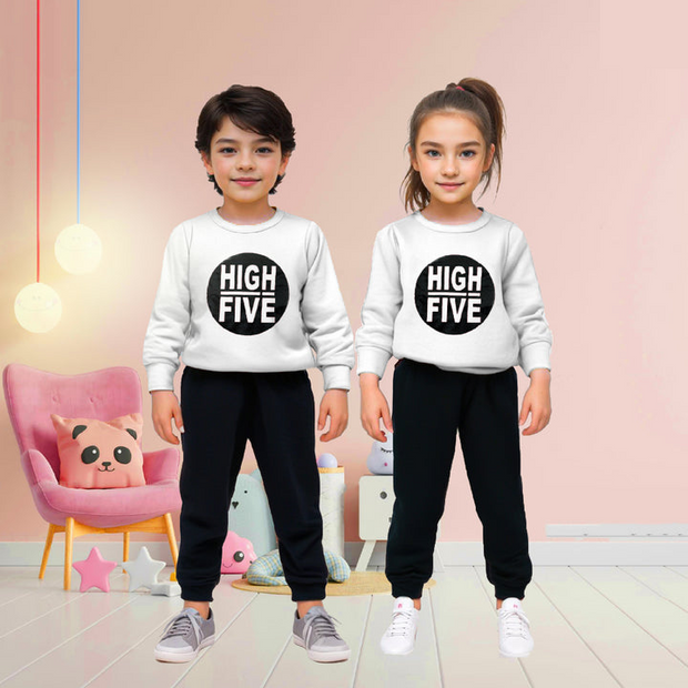 White High Five Printed Kids Winter Suit ( Each )