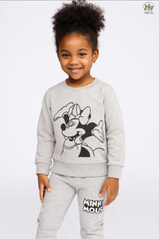 Fleece Fabric Grey Minnie Mouse Printed Kids Winter Suit ( Each )