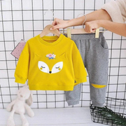 Fabric Yellow Fox Printed Kids Winter Suit