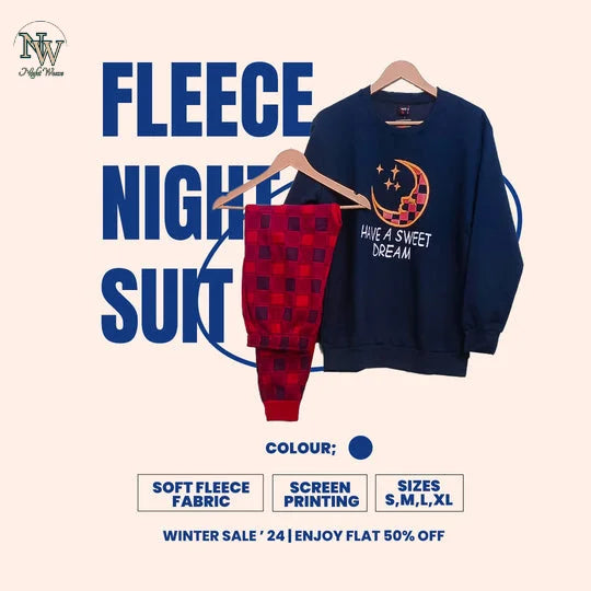 Women Winter Fleece Have A Sweet Dream Printed Night Suit