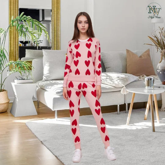 Women Winter Fleece Pink Dilber Printed Night Suit
