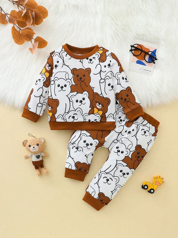 Multi Bear Printed Kids Winter Suit