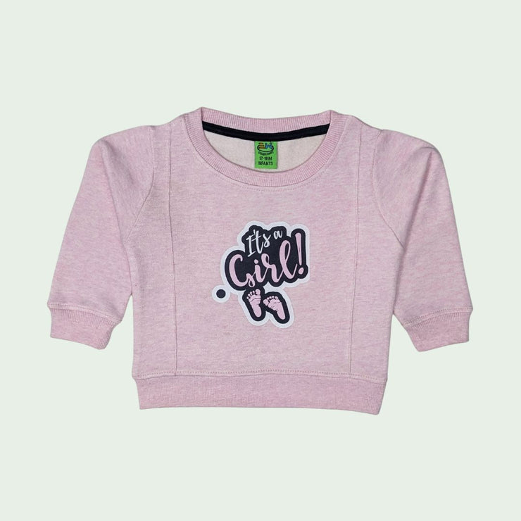 INFANT GIRLS FLEECE PRINTED SWEATSHIRT - PINKISH