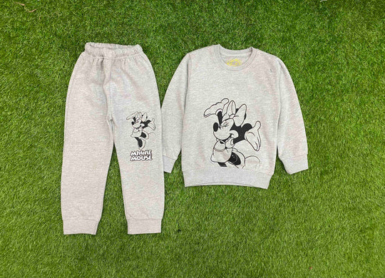 Grey Minnie Mouse Printed Kids Winter Suit
