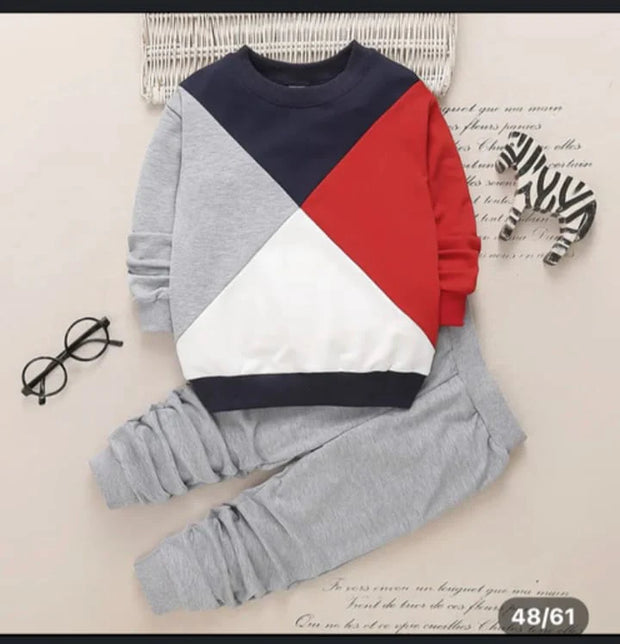 Triangle Panel Printed Kids Winter Suit