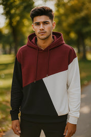 Winter Maroon Black Hoodie For Men