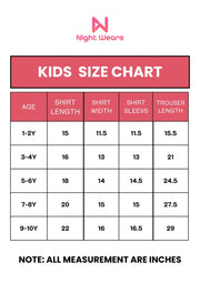 Kids Winter Fleece Suit Size Chart in Inche for Boys & Girls