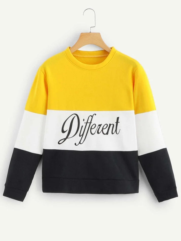 Yellow Winter Fleece Fabric Different Printed Sweatshirt For Women