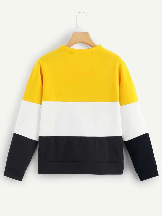 Yellow Winter Fleece Fabric Different Printed Sweatshirt For Women